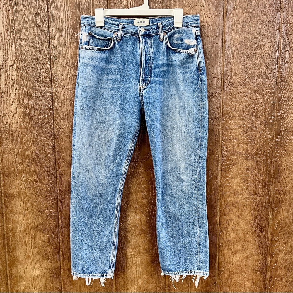 Agolde Riley High Rise Straight Crop Jeans Size 30, Color Frequency